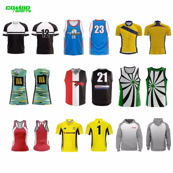 Moletom com capuz de sublimação personalizado por atacado Polo Ciclismo Rugby Baseball Basquete Camisa de futebol