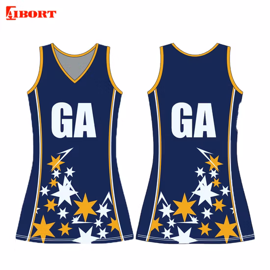 Aibort vestido de netball de poliéster de ajuste seco de alta qualidade totalmente sublimação (T